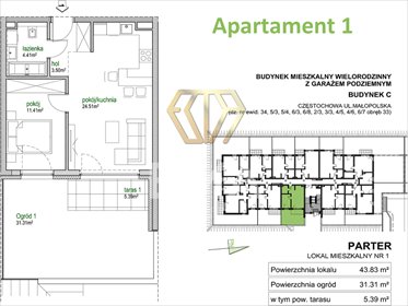 Nowoczesne mieszkanie z ogródkiem i tarasem w Parkitce mieszkanie Częstochowa, Parkitka, Małopolska