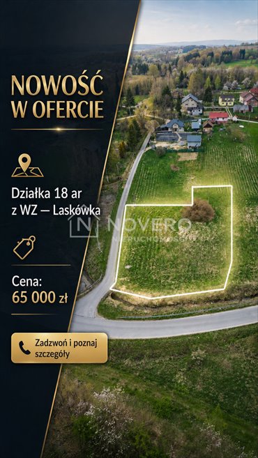 Sprzedam działkę 1800 m² w Laskówce - idealne miejsce pod dom działka Laskówka