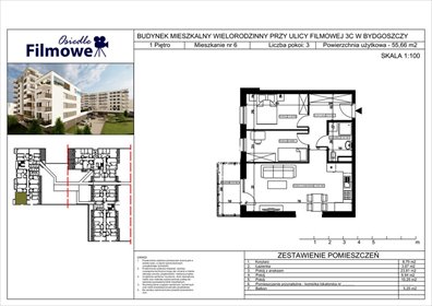 mieszkanie na sprzedaż 56m2 mieszkanie Bydgoszcz, Bartodzieje Małe, Filmowa