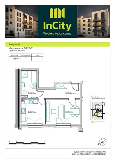 mieszkanie na sprzedaż 45m2 mieszkanie Bydgoszcz, Śródmieście, Tadeusza Kościuszki