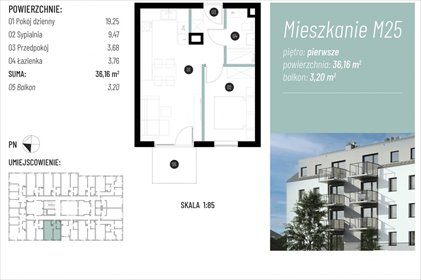 Dwupokojowe mieszkanie 36,16 m² z balkonem w Rzeszowie polecam mieszkanie Rzeszów, al. gen. Władysława Sikorskiego