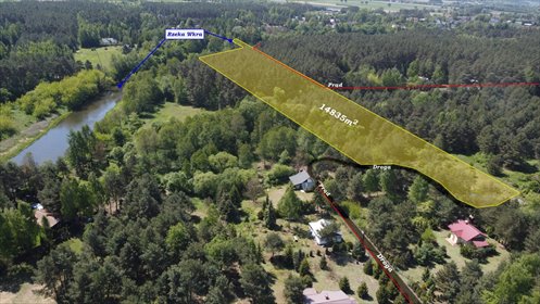 Działka 1,5 ha nad rzeką Wkra – cisza, natura, rekreacja działka Popielżyn Górny