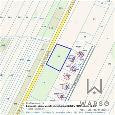 działka na sprzedaż 2079m2 działka Łomianki Dolne, Armii Poznań