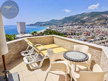 Apartament 3+1 z panoramicznym widokiem na morze i basen. mieszkanie Alanya