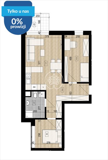 Przestronne 3-pokojowe mieszkanie 56,3 m2 w Bydgoszczy mieszkanie Bydgoszcz, Okole, Grunwaldzka