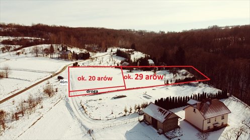 Widokowa działka 20 arów z WZ na dom, media, asfalt działka Hermanowa