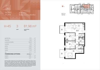 mieszkanie na sprzedaż 82m2 mieszkanie Bydgoszcz, Czyżkówko, Flisacka