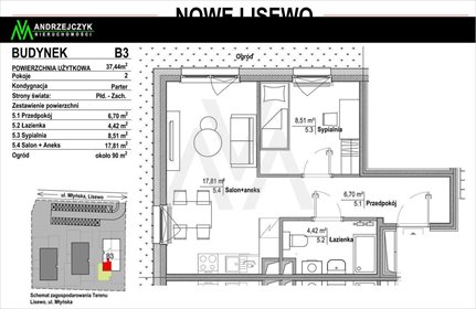 Nowe Lisewo: 38m2 z ogródkiem, stan deweloperski mieszkanie Lisewo, Nowe Lisewo, Nowe Lisewo, Młyńska