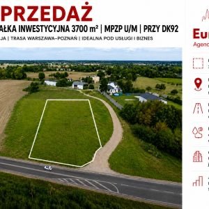 Do sprzedania działka usługowo-mieszkaniowa 3700 m² przy DK92 działka Bramki