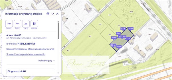 Na sprzedaż działka 1864 m² w Wilanowie z mediami działka Warszawa, Wilanów