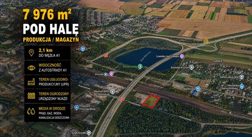 Teren przemysłowy 7 976 m² z widocznością z A1. działka Gliwice