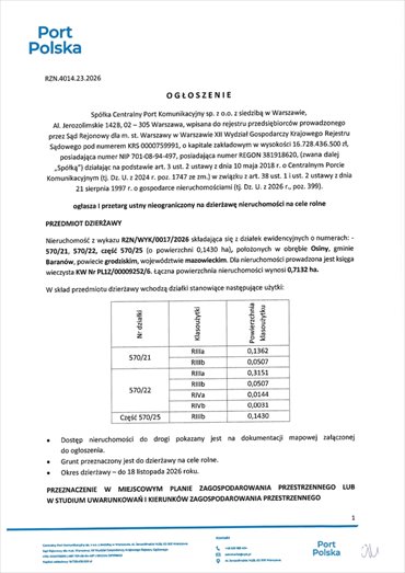 działka na wynajem 7132m2 działka Osiny