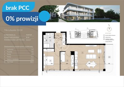 Nowoczesne 3-pokojowe mieszkanie z ogródkiem i balkonem mieszkanie Bydgoszcz, Czyżkówko, Siedlecka