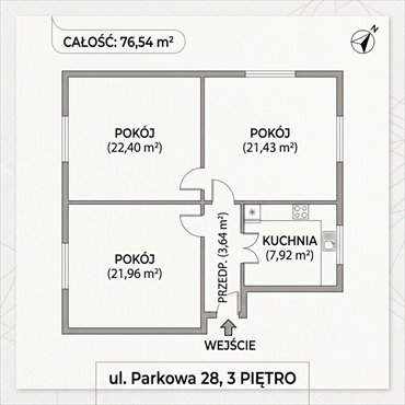 Zapraszam do mieszkania 76 m² w Szczecinie z potencjałem remontu mieszkanie Szczecin, Drzetowo, Parkowa