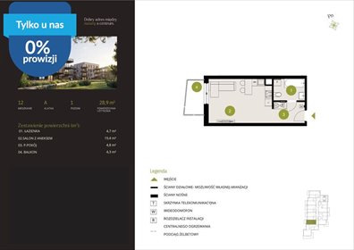 Nowoczesne 28,9 m² w Bydgoszczy (blisko Kanału Bydgoskiego) mieszkanie Bydgoszcz, Flisy, Mińska
