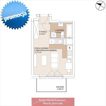 Polecam kawalerkę 26,64 m² z balkonem na Szczepinie mieszkanie Wrocław, Szczepin, Szczepin