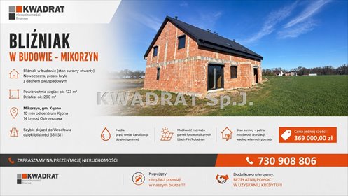 Nowoczesny bliźniak w budowie, 123 m², ogród, szybki dojazd dom Mikorzyn
