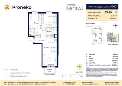 Polecam nowoczesne 3-pokojowe mieszkanie 63,6 m² w Gdańsku mieszkanie Gdańsk, Orunia, Osiedle Kompas, Oskara Żawrockiego