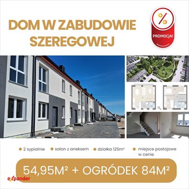 Bezczynszowy szeregowiec 55m² z ogródkiem i parkingiem dom Gwiazdowo