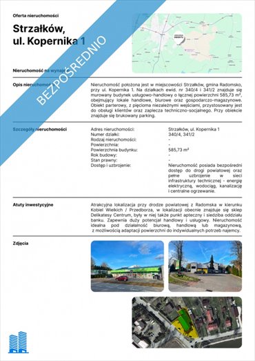 lokal użytkowy na wynajem 586m2 lokal użytkowy Strzałków, Kopernika 1