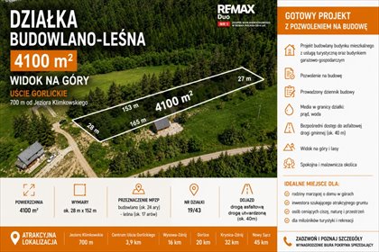 Przestronna działka z widokiem na góry i jezioro Klimkowskie działka Uście Gorlickie