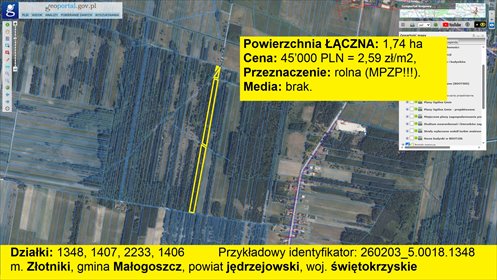 Działki rolno-budowlane z MPZP w Złotnikach 4,53 ha, atrakcyjna cena działka Złotniki