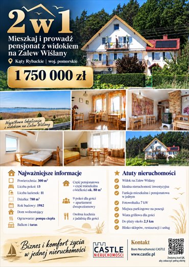 Do sprzedania dom z pensjonatem 300 m² w Kątach Rybackich dom Kąty Rybackie, Rybacka
