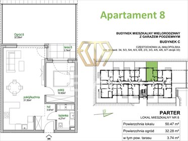 Nowoczesne 2-pokojowe z ogródkiem i tarasem zapraszam mieszkanie Częstochowa, Parkitka, Małopolska