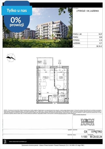 Nowoczesne 2-pokojowe mieszkanie 36,16 m² w Fordonie - polecam! mieszkanie Bydgoszcz, Fordon, Fordońska