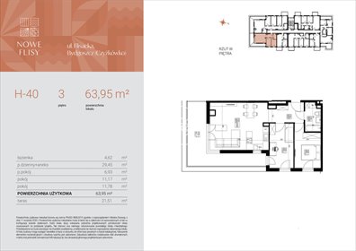mieszkanie na sprzedaż 64m2 mieszkanie Bydgoszcz, Czyżkówko, Flisacka