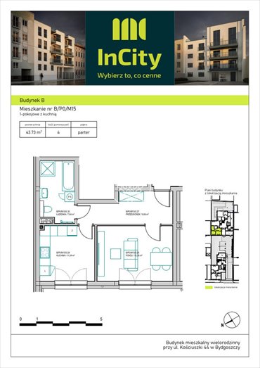 mieszkanie na sprzedaż 44m2 mieszkanie Bydgoszcz, Śródmieście, Tadeusza Kościuszki