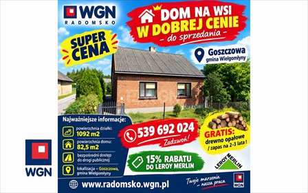 Dom 82,5 m² w Goszczowej - ogrzewanie kominkowe z darmowym drewnem dom Goszczowa, Goszczowa