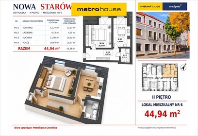 Polecam 2-pokojowe mieszkanie 44,94 m² w odrestaurowanej kamienicy mieszkanie Ostrołęka, Kilińskiego