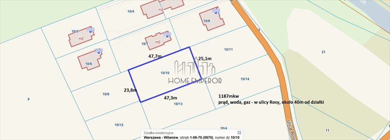 Działka 1200 m² pod dom jednorodzinny w Wilanowie - polecam! działka Warszawa, Wilanów, Wilanów, Rosy