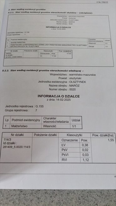 Działka z lasem, rzeką i możliwością podziału na 7 działek działka Waplewo