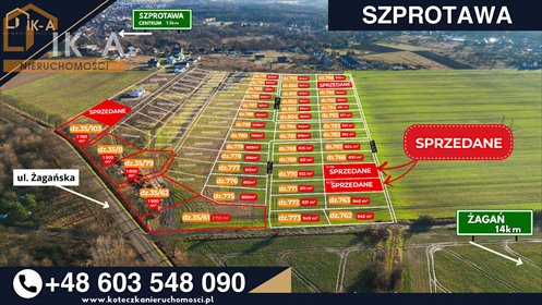 Sprzedam działki pod zabudowę jednorodzinną 800 m² w Szprotawie działka żagański, Podgórna