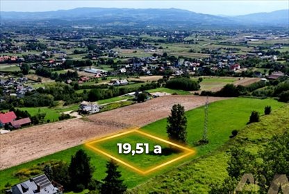 Widokowa działka budowlana 19,51a z utwardzoną drogą działka Biczyce Dolne