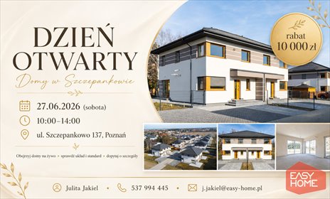 Nowoczesny dom bliźniak 111,54 m² z dużym ogrodem i 4 pokojami dom Poznań, Szczepankowo, Szczepankowo, Szczepankowo