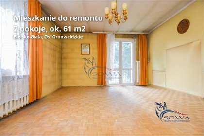 Polecam przestronne 2-pokojowe mieszkanie 61,37 m² z dużą kuchnią i balkonem mieszkanie Bielsko-Biała, Osiedle Grunwaldzkie
