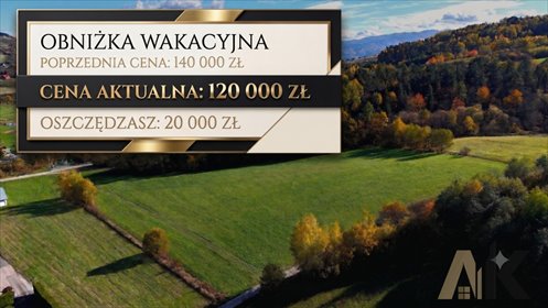 Polecam działkę 10 arów z widokiem, blisko Łącka działka Łącko