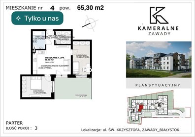 Polecam nowoczesne 3-pokojowe mieszkanie z ogródkiem na Zawadach mieszkanie Białystok, Zawady