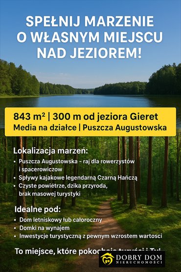 działka na sprzedaż 843m2 działka Giby