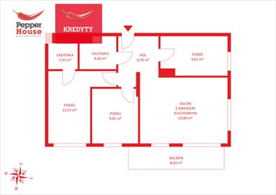 mieszkanie na sprzedaż 69m2 mieszkanie Gdynia, Wielki Kack, Bieszczadzka