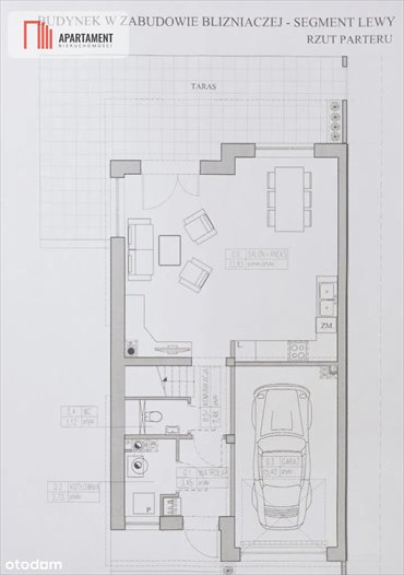 Nowoczesny bliźniak 111 m² z garażem w stanie deweloperskim dom Murowaniec