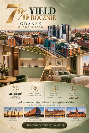 Sprzedam inwestycyjne studio 24 m² w Gdańsku Śródmieście mieszkanie Gdańsk, Śródmieście, Popiełuszki