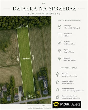 Działka 7 659 m² w otoczeniu lasu, cisza i spokój działka Sokółka
