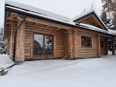 Dom z bali na dużej działce w Tyczynie – stan surowy dom Tyczyn, Kameliowa