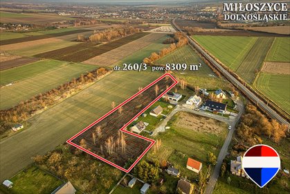 Działka 8 309 m² pod inwestycję w Miłoszycach, blisko Wrocławia działka Oławski, Boczna