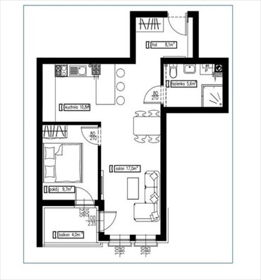Zapraszam do obejrzenia 51 m² mieszkania z balkonem i parkingiem mieszkanie Rumia, Biała Rzeka, Owsiana