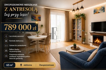 Dwupoziomowe mieszkanie 65 m² z antresolą, kominkiem i balkonem! polecam! mieszkanie Jabłonna, Marmurowa